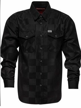 DIXXON CHECKMATE Black Checkered Long Sleeve Button-Down Shirt